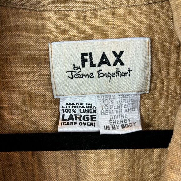 Ladies Flax Linen Button‎ Down Shirt Jacket Size Large Tan Color - Picture 12 of 13